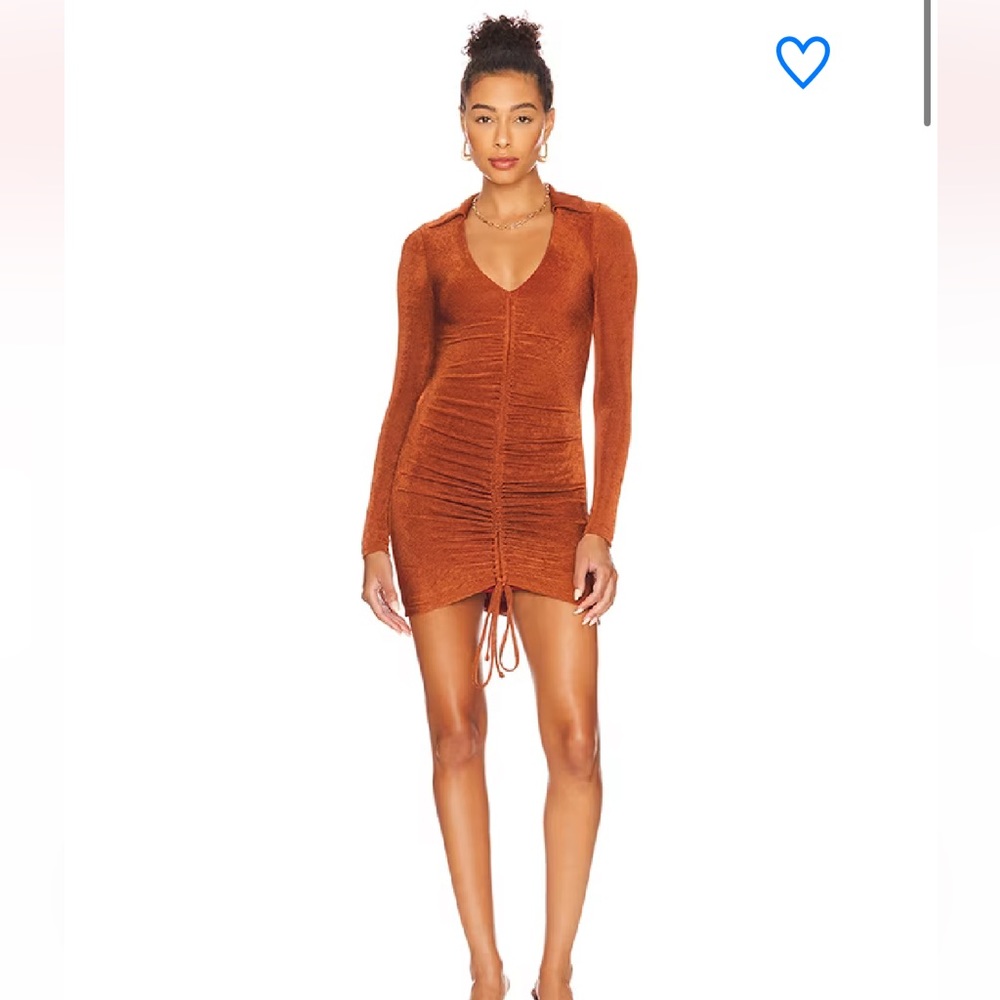 Penelope Ruched Mini Dress in Brown